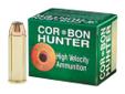 CorBon Hunter 45 Long Colt +P, 265Gr Bonded Hollow Point, 20 Rounds. CorBon Hunter loads are specifically designed to address the needs of the serious hunter. They hit hard, with more authority, and accomplish the task with reduced muzzle flash.CORBON's