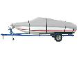 Heavy Duty Polyester SeriesFeatures:Heavy Duty 300 Denier PolyesterFabric Reinforcement at Bow and Stern, as well as Reinforced Web LoopsIncludes Bow Strap, Storage Sack and Trailering Straps for Tie-DownTrailerableBacked by a 5 Year Warranty*Fits 17'-19'