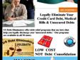 Debt Elimination Program - Wipe Out Credit Cards, Medical Bills, & Medical Bills - Low Cost!!What is the Debt Elimination Program? That is where you take your unsecured debts and eliminate or wipe them out. This is not debt consolidation! This is not debt