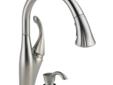 The Delta Addison Single-Handle Pull-Down Kitchen Faucet in Stainless Steel with Soap Dispenser features on and off touch technology. A single touch anywhere along the spout or handle will turn the water on and another touch will turn the water off. This