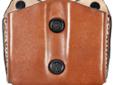 Desantis Double Magazine Pouch, 9mm, 40 S&W Single Stack, Ambidextrous - Tan. This Desantis double magazine pouch features a snap-to-the-belt design. May be carried horizontal or vertical. Accommodates belts up to 1 3/4" wide. Fully adjustable dual