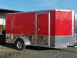 6x12 V Nose Motorcycle Trailer Red .030 metal, anodized sides, aluminum mag wheels, aluminum side vents, 6 d-rings, ramp door with spring assist, rear stab. jacks, 32" side door, stone guard, 12v dome light, 3/4" plywood floors, 3/8" plywood walls, WE USE