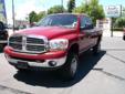 DOWNTOWN MOTORS REDDING
1211 PINE STREET, REDDING, California 96001 -- 530-243-3151
2006 Dodge Ram 2500 Quad Cab SLT Pickup 4D 6 1/4 ft Pre-Owned
530-243-3151
Price: Call for Price
CALL FOR INTERNET SALE PRICE!
Click Here to View All Photos (3)
CALL FOR