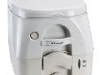 Dometic 974 Portable Toilet 2.6 Gallon Tan w/ BracketsPowerful flushing at the touch of a button sets the new 970 portable toiletseries apart from the rest. Requires no manual pumping or batteries, yetdelivers a robust bowl-clearing flush every time. An