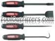 "
Mayhew 60025 MAY60025 Dominator 4 Piece Heavy Duty Utility Set
Features and Benefits:
All tools fitted with patented Dominator handle with ergonomic comfort grip and strikable end cap
Set contains two carbon scrapers 1-1/2" and 1/2"
Set contains curved