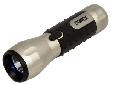Hawkeye LED Flashlight With AccessoriesThis 80 lumen flashlight features an intense beam of light that projects an output of 100 feet. The flashlight is constructed of rugged anodized aluminum and rubber. This flashlight has side barrel push button