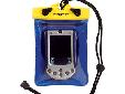 DP-56 DRY PAK GPS / PDA / Smart Phone CaseConvenient Stylus Holder 5 in. wide x 6 in. long Clear TPU front, blue TPU back, padded and lined Adjustable neck lanyard & anodized aluminum spring hook Yellow sealing clip for high visibility For beach, pool,