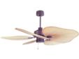 The Ellington Tahiti will bring the feel of the beach or surf theme right into your home with this lustrous island inspired ceiling fan. The Tahiti is perfect for enclosed porches and areas of high humidity being suitable for Damp Location. This fan has a