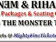 Eminem X Rihanna 2014 The Monster Tour VIP Fan Packages
2 Concerts at Comerica Park in Detroit, Michigan on August 22 & 23, 2014
Eminem and Rihanna will arrive for 2 concerts in Detroit, Michigan to be performed on Friday, August 22, 2014 and Saturday,
