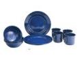 "
Tex Sport 14540 Enamelware 4-Person Set
4-Person Enamelware Set
- Kit contains: four 12 oz. mugs, four 6"" bowls, and four 10"" plates
- Heavy-glazed enamel on steel plate
- Appealing high gloss finish
- Kiln dried
- Color: Royal Blue "Price: $17.6