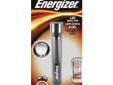 Lightweight and compact, the EnergizerÂ® 5 LED Metal Light is an economical general lighting choice. It has an aluminum body and an easy to operate push button tailcap switch. Providing 35 lumens of light, this flashlight will allow you to make out objects