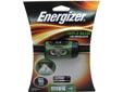 Energizer Triple Beam LED Headlight- 90 Lumens- Run Time (high, white beam): 5 hours - Run Time (low, white beam): 13 hours- 3 Color LED's- Run Time (red(night vision)): 86 hours - Run Time (green (high contrast)): 141 hours- Push button switches-