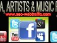 Â 
Facebook Likes, Reverbnation Promotion, SEO, Twitter Followers, Website Traffic, Youtube video Promotion and Buzz
Â 
Social media promotion, Artists Promotion and website visitors.
Â Facebook Promotion, Reverbnation Promotion, SEO, Twitter Promotion,