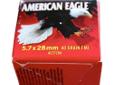 Federal American Eagle 5.7x28mm Ammo, 40 Grain FMJ - 50 Rounds. With great ballistics and reliable feeding, you ll find Federal s American Eagle loads more than suitable for honing your skills. Whether your targets are paper, aluminum or varmint, their