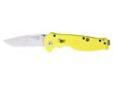"
SOG Knives YFSA-98 Flash II Partially Serrated, Satin Polish Blade, Yellow Handle
The Flash has got to be one of the coolest knives SOG has ever seen. Forget its wicked-quick blade access, that it handles like a race car on rails, or that it locks up