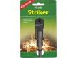 "
Coghlans 1005 Flint Striker Fire-Starter
This ferro-cerrium fire-starting tool lasts for thousands of strikes! Pushing the striker provided down the rod emits sparks to light combustibles.
Fireproof in solid form, the tool works just as well when wet.