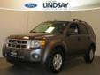 Lindsay Ford
Click here for finance approval 
888-801-9820
2010 Ford Escape FWD 4dr XLT
Call For Price
Â 
Contact Giles Mulligan at: 
888-801-9820 
OR
Click here to know more
Interior:
CAMEL
Color:
STERLING GREY METALLIC
Engine:
153L 4 Cyl.
Mileage:
26292
