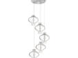 Five-light pendant in Satin Nickel finish with etched white inner glass shade and clear outer glass shade. Satin Nickel Finish Etched inner, clear outer glass (5) 35W Xenon Bulbs Provided with 5' fully adjustable cord. Modern StyleOverall Dimensions: