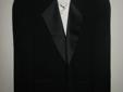 Formal Black Tuxedo With Shirt, Cummerbund and Bow Tie
Made in USA by Halston
Worn once only
Includes Jacket, Pants, Shirt, Cummerbund and Bow Tie
Not certain on size but I believe jacket is 42" chest regular fit and trousers are 32" waist x 30" indside