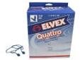 "
Elvex EP-411 Quattro CordPlugs 25NRR (Per 100)
Quattro is a universal size reusable ear plug, designed to be used over and over again, with maintained comfort and effectiveness.
Features:
- A four flange design that allows this ear plug to fit almost