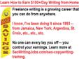 Make money writing from home -- I've been doing it for years (from the Caribbean since 2013!) I've made my living completely online since 2007 as a web writer. One of my best days? $550 -- just for writing simple web articles of around 500 words each. And