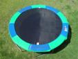 10 ft Round AirMaster Trampoline
10 ft Round AirMaster Trampoline - UV protection, FREE SPRING TOOL, FREE SHIPPING!Â 
Heavy Duty Galvanized Frame with 4- leg bases
Blue/Green 10in wide frame pads - 3/4in thick, 10 oz. vinyl
Smooth Permatron Polypropylene