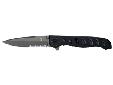 Evo Ti-Coated - SerratedThe EVO is a lightweight, straight-spined clip folder. Designed with a series of seven slanting oval openings in the anodized aluminum handle, it?s one of the lightest folding knives that Gerber makes. The serrated blade is