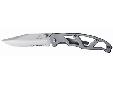 Paraframe II - Stainless, Serrated EdgeThe largest of the eight knives in the Paraframe series, the Paraframe II is based on the same minimal frame-lock design. It's a beautifully simple open frame knife with a fine-edge locking blade that is lightweight,