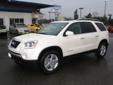 2008 GMC Acadia AWD 4dr SLT2
Please Call for Pricing
Phone:
Toll-Free Phone: 8773904111
Year
2008
Interior
Make
GMC
Mileage
37716 
Model
Acadia AWD 4dr SLT2
Engine
Color
WHITE
VIN
1GKEV33718J160917
Stock
Warranty
Unspecified
Description
Leather Wrapped