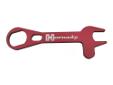 Hornady Lock-N-Load Deluxe Die Wrench- 3/4" wrench for die flats- When placed in one of the shell plate's cartridge case slots, this keeps the shell plate from slipping when tightening the center screw- 1/2" flats for spindle lock- 1-1/8" flats for split