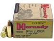 Hornady's pistol ammo delivers both accurate and dependable knockdown power. Included in the features are select cases that are chosen to meet unusually high standards for reliable feeding, corrosion resistance, proper hardness, and the ability to