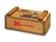 Holds 8 boxes of 405 Winchester ammo (not included). Features an illustration of Teddy Roosevelt on a hinged lid with a Hornady logo imprinted on the front.Specifications:Exterior Demensions: 15 1/4" X 7 3/4" X 6 3/8"Interior Dementions: 13 5/8" X 6 1/4"
