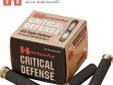 Hornady Critical Defense Ammo, 410 Gauge 2 1/2", Triple Defense - 20 Rounds. Unique to the Critical Defense 410, the 41 caliber FTX slug actually engages the gun's rifling, and contacts the target nose-on, enabling the patented Hornady Flex Tip technology