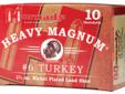Hornady Heavy Magnum, Turkey Ammunition is a new breed of heavy magnum. Delivering a payload of nickel plated shot in a tight, dense pattern. This round features the VERSATITE wad which has a range-extending baffling system that allows hunters to achieve
