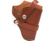 Leather Belt Holster- Made of Top Grain Leather- Snap-off Belt Loop- For Hunting/Range Use- Use with Hunter's Buscadero and Straight Cartridge Belts- Made in the USA- Right HandFits: Ruger Alaskan Revolver with 2.5" barrelSpecs: Color: Chestnut TanHand: