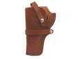 Leather Belt Holster- Vegetable Tanned Chestnut Tan Color- Durable Nylon Stitching- Made of Top Grain Leather- Snap-off Belt Loop- Use with Hunter's Buscadero and Straight Cartridge Belts- Made in the USA- Left HandFits: Smith&Wesson Model 500 Revolver