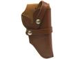 Leather Hip Holster, Belt Style with snap-off loop- Premium top grain leather- Vegetable tanned- Chestnut Tan Color- Durable nylon stitching- Matches Hunter Buscadero and Straight cartridge belts - Made in the USA- Fits: Taurus Judge Magnum Revolver, with
