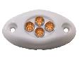 4-LED Courtesy Light - Surface Mount Operates 9-16 Volt DC systems 24 volt version available Rated @ 100,000 hours of service life Shock and vibration proof Cool to the touch Energy draw 30-65 milliamps No corrosion Potted to seal out moisture 4 LED's