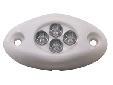 4-LED Courtesy Light - Surface Mount Operates 9-16 Volt DC systems 24 volt version available Rated @ 100,000 hours of service life Shock and vibration proof Cool to the touch Energy draw 30-65 milliamps No corrosion Potted to seal out moisture 4 LEDs