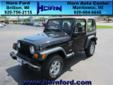 Horn Ford Inc.
666 W. Ryan street, Brillion, Wisconsin 54110 -- 877-492-0038
2000 Jeep Wrangler Sport Pre-Owned
877-492-0038
Price: $9,988
Call for financing
Click Here to View All Photos (9)
Call for financing
Description:
Â 
Call today for this 2000 Jeep