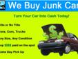 Â 
704-562-7478 Call today
Carolina Â Salvage and Recycling
"JUST CALL TO GET IT HAUL" Have A Car, Truck, SUV or Van That You're Looking To Get Rid Of? We Will Buy It! Sell us your car, SUV, coupe, sedan, truck or van and you could get money in your hand