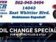 .
Kawasaki Oil Change for $27.99
$28
Call (562) 945-3494
Whittier Fun Center
(562) 945-3494
14043 East Whittier Blvd.,
Whittier Fun Center, .. 90605
http://www.wfuncenter.com/custompage.asp?pg=oil_change
Protect your investment and keep your vehicle