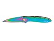 The Rainbow Leek offer Kershaw's dramatic scratch-resistant, rainbow titanium-oxide coating.Specifications:Steel: 440A Stainless Steel Titanium-oxide coatedHandle: 410 Stainless Steel Titanium-oxide coatedBlade: 3"Closed: 4"Weight: 3.1 ozIncludes soft