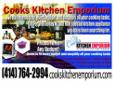 Cooks Kitchen Emporium carries items to fit every budget and simpilify all your cooking tasks. Call or visit today to find that special kitchen appliance you have been searching for.Our specials include ?Ronco Rotisserie Ovens?, "Michelle Bernstein