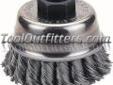 "
Firepower 1423-2115 FPW1423-2115 Knot-Type Wire Cup Brush, 4"" Diameter
Features and Benefits:
5/8" - 11 NC threaded arbor
.020 wire size
8,500 Max. RPM
Heavy duty cup brushes with arbor adapters and threads to fit most grinders
"Price: $26.68
Source: