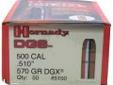 "
Hornady 5150 500 Caliber Bullets.510"" 570gr DGX (Per 50)
Hornady Bullets
- Caliber: 500 Caliber (.510"")
- Grain: 570
- Bullet: DGX
- Per 50"Price: $54.68
Source: http://www.sportsmanstooloutfitters.com/500-caliber-bullets.510-570gr-dgx-per-50.html