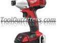 "
Milwaukee Electric Tools 2650-21 MLW2650-21 M18 1/4"" Hex Compact Rechargeable Impact Driver
Features and Benefits:
1400 in./lbs. of torque
18 Volt Lithium Ion battery delivers longer life and run time
0-2200 RPM variable speed trigger
Battery fuel