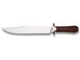 "
Cold Steel 39LLBT Laredo Bowie
Laredo Bowie
Specifications:
- Weight: 16.3 oz.
- Blade: 10 1/2""
- Thick: 5/16""
- Overall: 15 11/16""
- Sheath: Leather
- Steel: SK-5 High Carbon
- Faux Cocobolo Grip"Price: $151.09
Source: