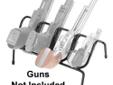 These vinyl coated metal handgun racks are extremely handy for use in your gun vault or at the shooting range to provide a safe place to rest your handguns. The individual channels are specially designed to cradle the grip and barrel of the gun and are