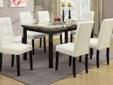">
The opulent design of this modern designed casual dining set features seating for six at a high gloss table and chic chairs upholstered in faux leather with light asymmetric stitching. Available in standard and counter height. Also available in colors